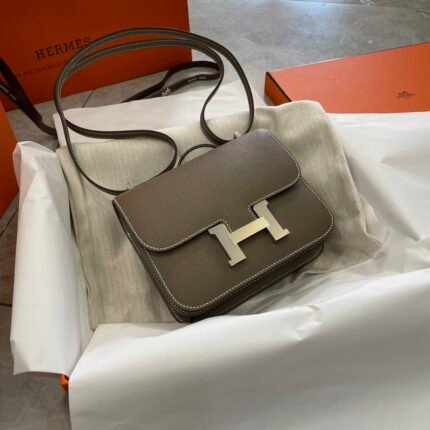 Hermes Shipping real ✈️ 230318n2023 latest version B engraved , with small mirrorn elephant gray Kang Kang stewardess bag 19cm n23 latest zp details n