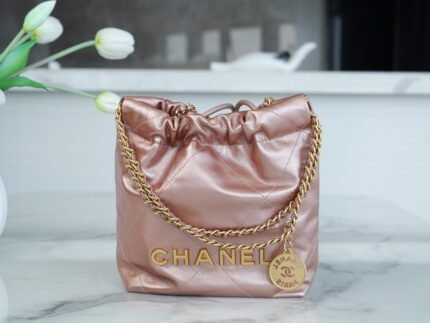 𝗖𝗛𝗔𝗡𝗘𝗟 ✦ 23s spring/summer new 22Mini bag original leather rose gold nn million kinds of expectations mini 22bag come, the scaled-down version of the 22bag, looks extraordinarily playful and cute, still calfskin material, soft and lightweight, small body large capacity, out of the street proper bomb! nnSize: 19×20×6cmn 🔍: 23200841