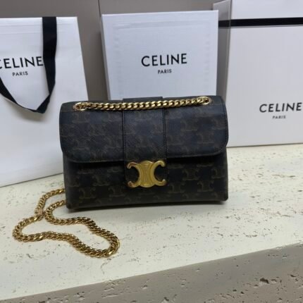 CE 2024 🎊VICTOIRE summer women's collection incorporates contemporary design into signature soft leather, TRIOMPHE metal logo conveys the brand ~ enduring aesthetics ~ superb capacity, chain shoulder strap adjustable for slanting or armpit ~ 168085nSmall size: 9 X 6 X 3 inches (23.5 X 14 X 8 cm)nSlip chain. Minimum length 10 inches (26 cm) and maximum length 19 inches (47 cm) ~ 116593