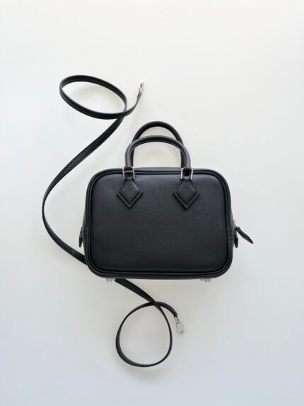 Hermes mini plum ii black swift silver buckle, first class hand-stitched